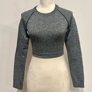 Gymshark Grey Adapt Marl Seamless Long Sleeve Crop Top Small